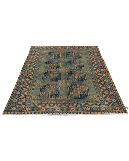 Revival 5' 0" X 6' 6" Hand Knotted Wool Rug 5' 0" X 6' 6" (152 X 198) / Green / Wool