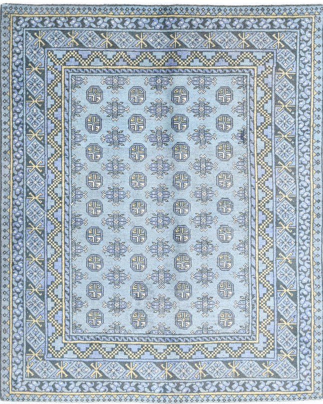 Revival 5' 2" X 6' 2" Hand Knotted Wool Rug 5' 2" X 6' 2" (158 X 188) / Blue / Wool