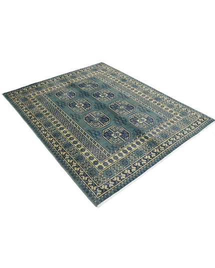 Revival 5' 1" X 6' 2" Hand Knotted Wool Rug 5' 1" X 6' 2" (155 X 188) / Green / Wool