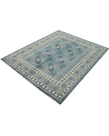 Revival 5' 1" X 6' 2" Hand Knotted Wool Rug 5' 1" X 6' 2" (155 X 188) / Green / Wool