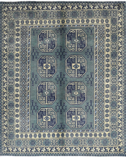 Revival 5' 1" X 6' 2" Hand Knotted Wool Rug 5' 1" X 6' 2" (155 X 188) / Green / Wool