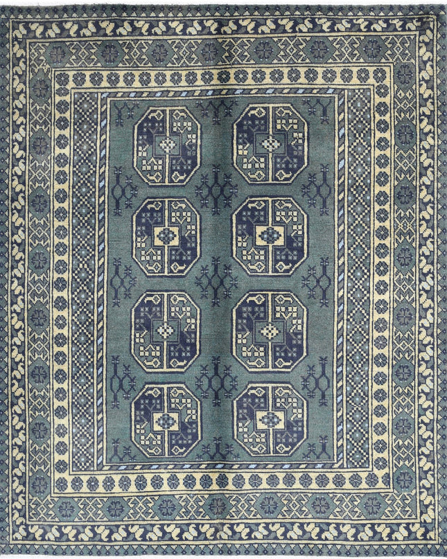 Revival 5' 1" X 6' 2" Hand Knotted Wool Rug 5' 1" X 6' 2" (155 X 188) / Green / Wool