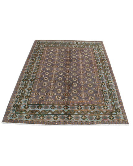 Revival 4' 11" X 6' 2" Hand Knotted Wool Rug 4' 11" X 6' 2" (150 X 188) / Purple / Wool