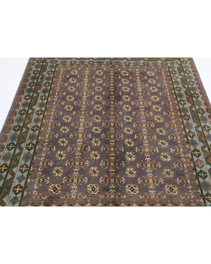 Revival 4' 11" X 6' 2" Hand Knotted Wool Rug 4' 11" X 6' 2" (150 X 188) / Purple / Wool