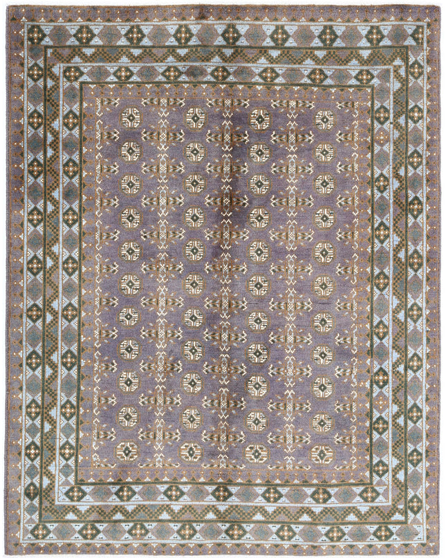 Revival 4' 11" X 6' 2" Hand Knotted Wool Rug 4' 11" X 6' 2" (150 X 188) / Purple / Wool