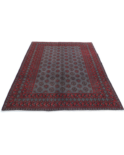 Revival 5' 5" X 7' 9" Hand Knotted Wool Rug 5' 5" X 7' 9" (165 X 236) / Grey / Wool