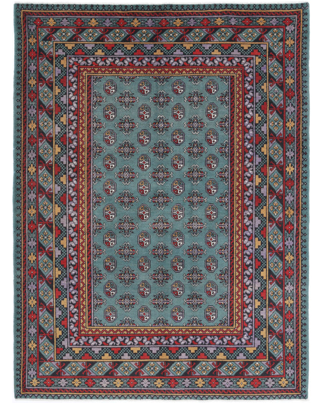 Revival 5' 7" X 7' 7" Hand Knotted Wool Rug 5' 7" X 7' 7" (170 X 231) / Green / Wool