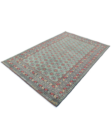 Revival 5' 3" X 8' 1" Hand Knotted Wool Rug 5' 3" X 8' 1" (160 X 246) / Green / Wool