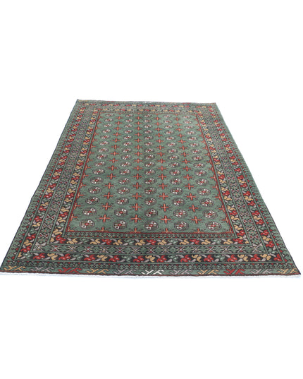 Revival 5' 3" X 8' 1" Hand Knotted Wool Rug 5' 3" X 8' 1" (160 X 246) / Green / Wool