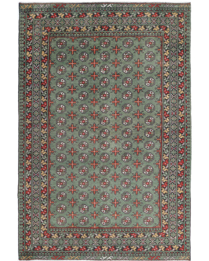 Revival 5' 3" X 8' 1" Hand Knotted Wool Rug 5' 3" X 8' 1" (160 X 246) / Green / Wool