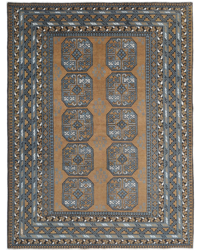 Revival 5' 7" X 7' 6" Hand Knotted Wool Rug 5' 7" X 7' 6" (170 X 229) / Brown / Wool