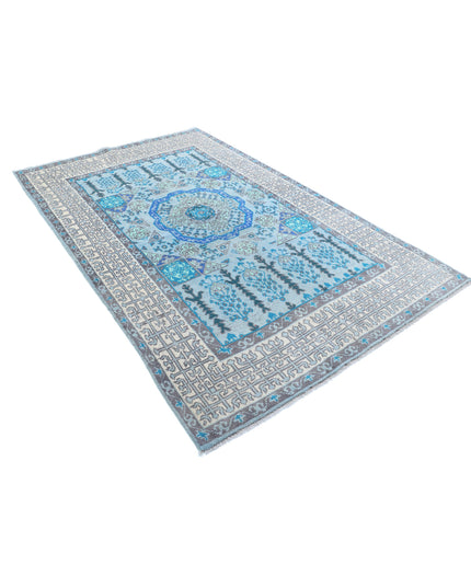 Revival 5' 3" X 8' 5" Hand Knotted Wool Rug 5' 3" X 8' 5" (160 X 257) / Blue / Wool