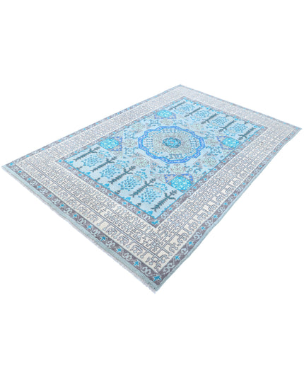 Revival 5' 3" X 8' 5" Hand Knotted Wool Rug 5' 3" X 8' 5" (160 X 257) / Blue / Wool