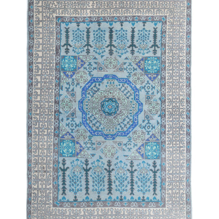 Revival 5' 3" X 8' 5" Hand Knotted Wool Rug 5' 3" X 8' 5" (160 X 257) / Blue / Wool