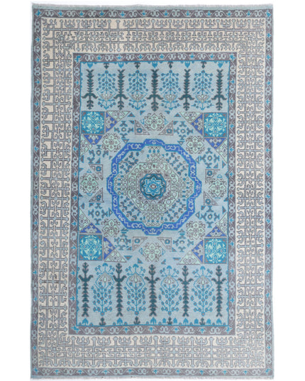 Revival 5' 3" X 8' 5" Hand Knotted Wool Rug 5' 3" X 8' 5" (160 X 257) / Blue / Wool