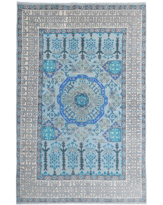 Revival 5' 3" X 8' 5" Hand Knotted Wool Rug 5' 3" X 8' 5" (160 X 257) / Blue / Wool