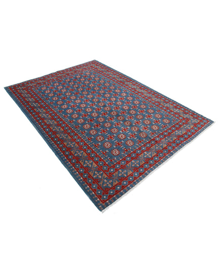 Revival 5' 6" X 7' 5" Hand Knotted Wool Rug 5' 6" X 7' 5" (168 X 226) / Blue / Wool