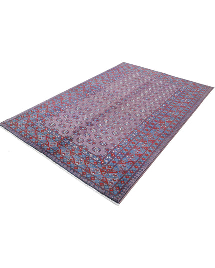 Revival 5' 3" X 7' 11" Hand Knotted Wool Rug 5' 3" X 7' 11" (160 X 241) / Purple / Wool