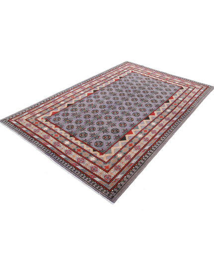 Revival 5' 4" X 8' 1" Hand Knotted Wool Rug 5' 4" X 8' 1" (162 X 246) / Purple / Wool