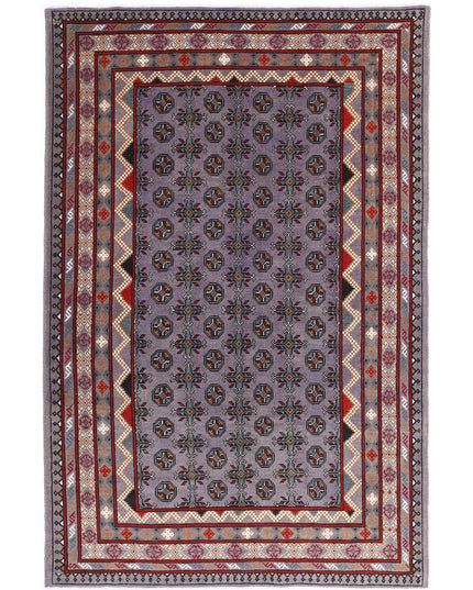 Revival 5' 4" X 8' 1" Hand Knotted Wool Rug 5' 4" X 8' 1" (162 X 246) / Purple / Wool