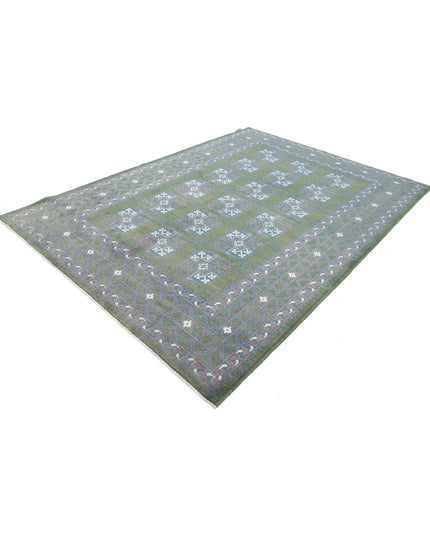 Revival 6' 7" X 9' 5" Hand Knotted Wool Rug 6' 7" X 9' 5" (201 X 287) / Green / Wool