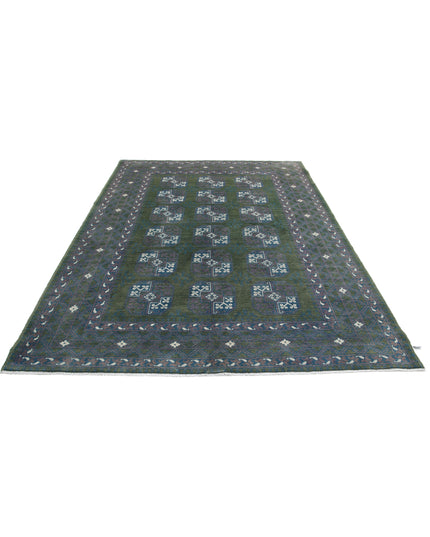 Revival 6' 7" X 9' 5" Hand Knotted Wool Rug 6' 7" X 9' 5" (201 X 287) / Green / Wool