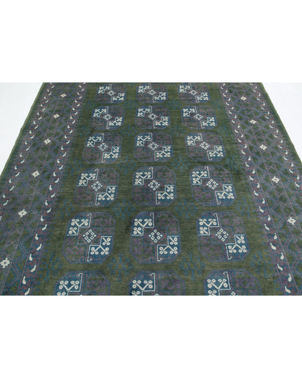 Revival 6' 7" X 9' 5" Hand Knotted Wool Rug 6' 7" X 9' 5" (201 X 287) / Green / Wool