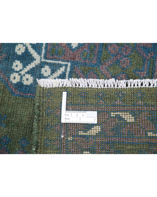 Revival 6' 7" X 9' 5" Hand Knotted Wool Rug 6' 7" X 9' 5" (201 X 287) / Green / Wool