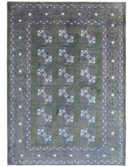 Revival 6' 7" X 9' 5" Hand Knotted Wool Rug 6' 7" X 9' 5" (201 X 287) / Green / Wool