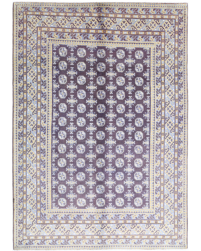 Revival 6' 6" X 9' 5" Hand Knotted Wool Rug 6' 6" X 9' 5" (198 X 287) / Purple / Wool