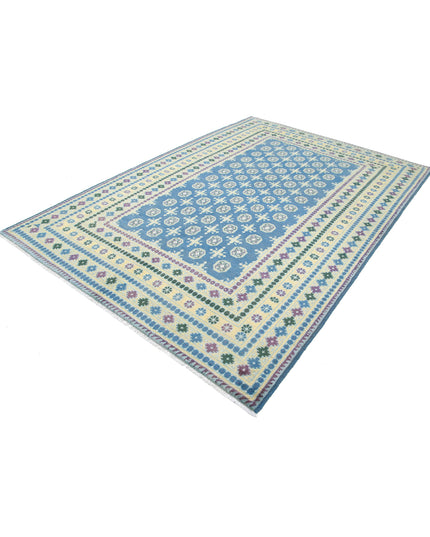 Revival 6' 6" X 9' 4" Hand Knotted Wool Rug 6' 6" X 9' 4" (198 X 284) / Blue / Wool