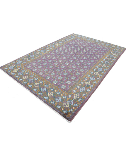 Revival 6' 6" X 9' 7" Hand Knotted Wool Rug 6' 6" X 9' 7" (198 X 292) / Purple / Wool