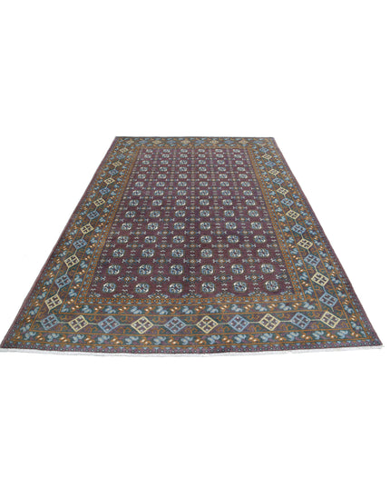 Revival 6' 6" X 9' 7" Hand Knotted Wool Rug 6' 6" X 9' 7" (198 X 292) / Purple / Wool