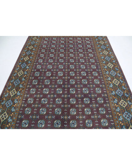 Revival 6' 6" X 9' 7" Hand Knotted Wool Rug 6' 6" X 9' 7" (198 X 292) / Purple / Wool