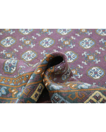 Revival 6' 6" X 9' 7" Hand Knotted Wool Rug 6' 6" X 9' 7" (198 X 292) / Purple / Wool