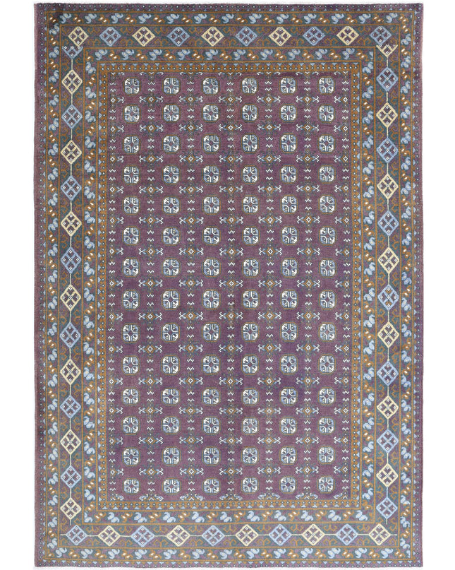 Revival 6' 6" X 9' 7" Hand Knotted Wool Rug 6' 6" X 9' 7" (198 X 292) / Purple / Wool
