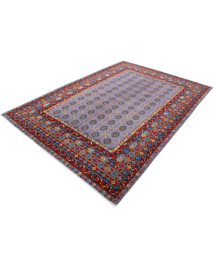 Revival 6' 6" X 9' 3" Hand Knotted Wool Rug 6' 6" X 9' 3" (198 X 282) / Purple / Wool