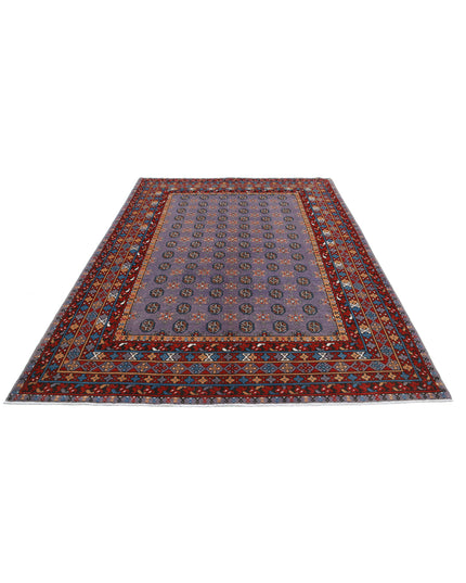 Revival 6' 6" X 9' 3" Hand Knotted Wool Rug 6' 6" X 9' 3" (198 X 282) / Purple / Wool