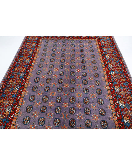 Revival 6' 6" X 9' 3" Hand Knotted Wool Rug 6' 6" X 9' 3" (198 X 282) / Purple / Wool