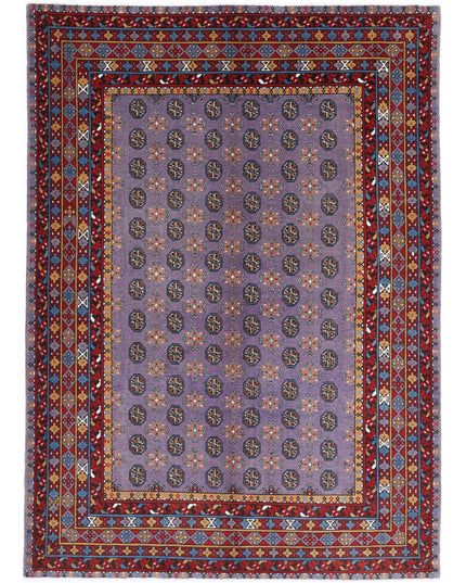 Revival 6' 6" X 9' 3" Hand Knotted Wool Rug 6' 6" X 9' 3" (198 X 282) / Purple / Wool