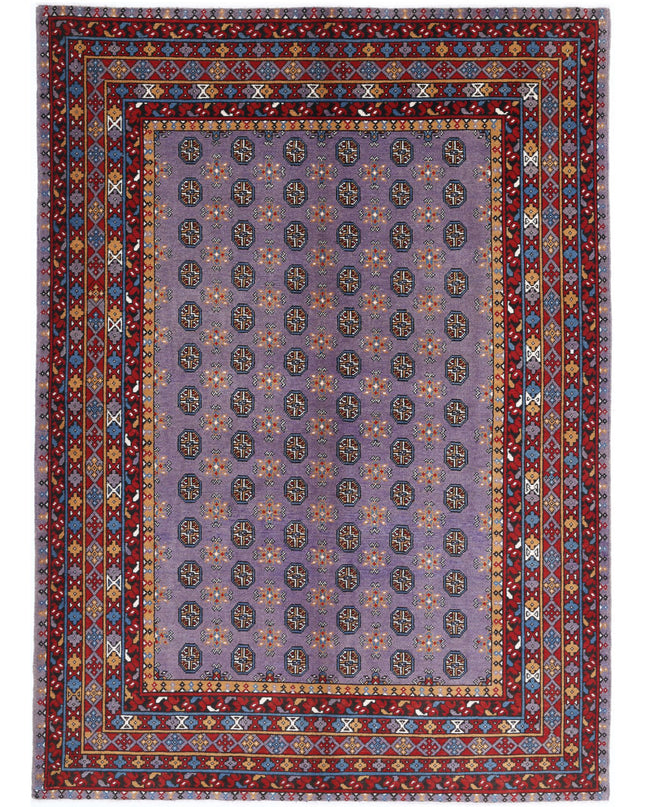 Revival 6' 6" X 9' 3" Hand Knotted Wool Rug 6' 6" X 9' 3" (198 X 282) / Purple / Wool