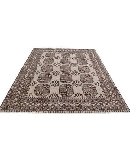Revival 6' 6" X 8' 1" Hand Knotted Wool Rug 6' 6" X 8' 1" (198 X 246) / Ivory / Wool