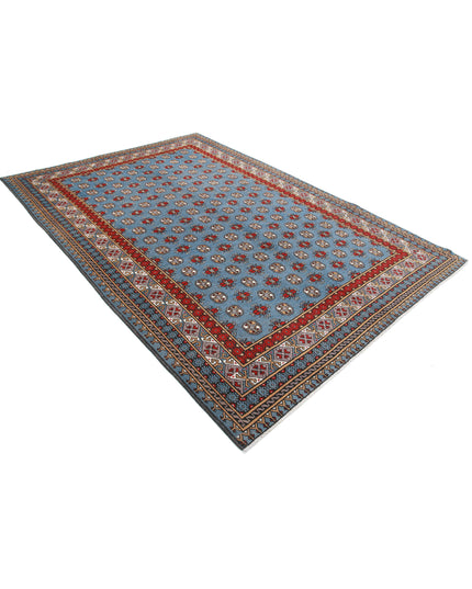 Revival 6' 7" X 9' 8" Hand Knotted Wool Rug 6' 7" X 9' 8" (201 X 295) / Blue / Wool