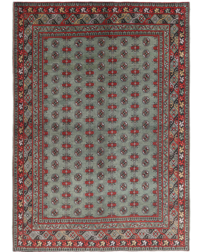 Revival 6' 8" X 9' 5" Hand Knotted Wool Rug 6' 8" X 9' 5" (203 X 287) / Green / Wool