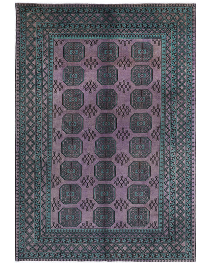 Revival 6' 7" X 9' 7" Hand Knotted Wool Rug 6' 7" X 9' 7" (201 X 292) / Purple / Wool