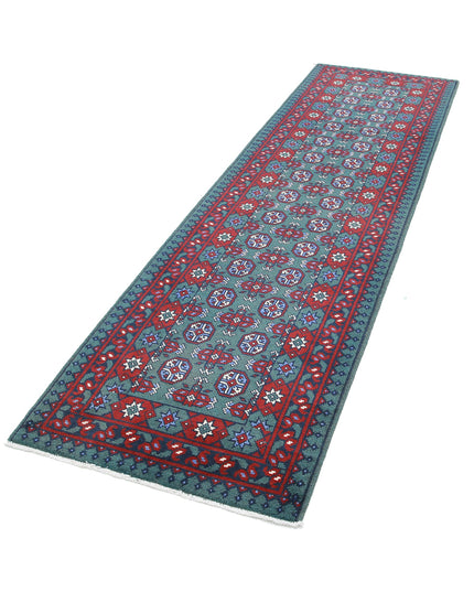 Revival 2' 8" X 9' 3" Hand Knotted Wool Rug 2' 8" X 9' 3" (81 X 282) / Green / Wool