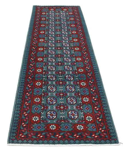 Revival 2' 8" X 9' 3" Hand Knotted Wool Rug 2' 8" X 9' 3" (81 X 282) / Green / Wool