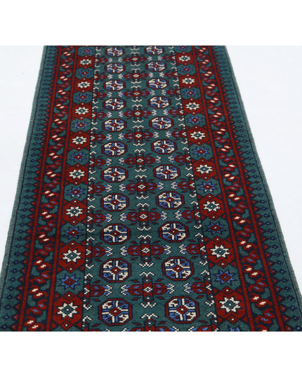 Revival 2' 8" X 9' 3" Hand Knotted Wool Rug 2' 8" X 9' 3" (81 X 282) / Green / Wool