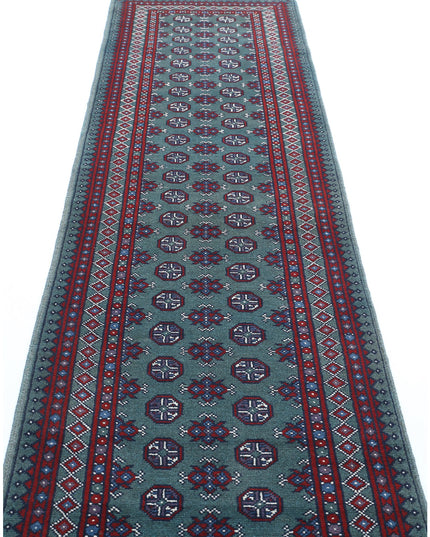 Revival 2' 7" X 12' 7" Hand Knotted Wool Rug 2' 7" X 12' 7" (79 X 383) / Green / Wool