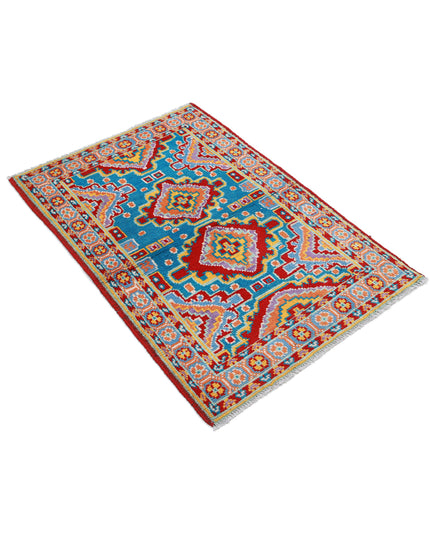 Revival 2' 8" X 4' 0" Hand Knotted Wool Rug 2' 8" X 4' 0" (81 X 122) / Teal / Wool